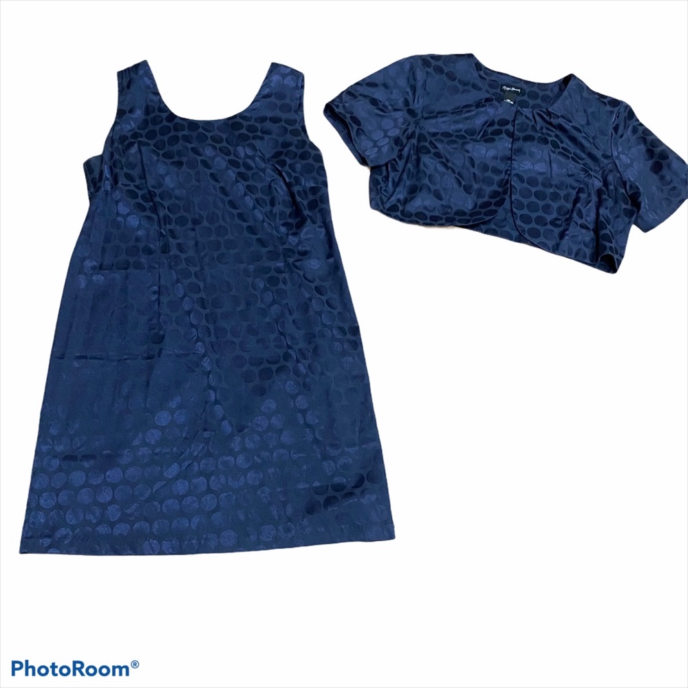 Maggie Barnes Blue Polka Dot Sleeveless Dress Set